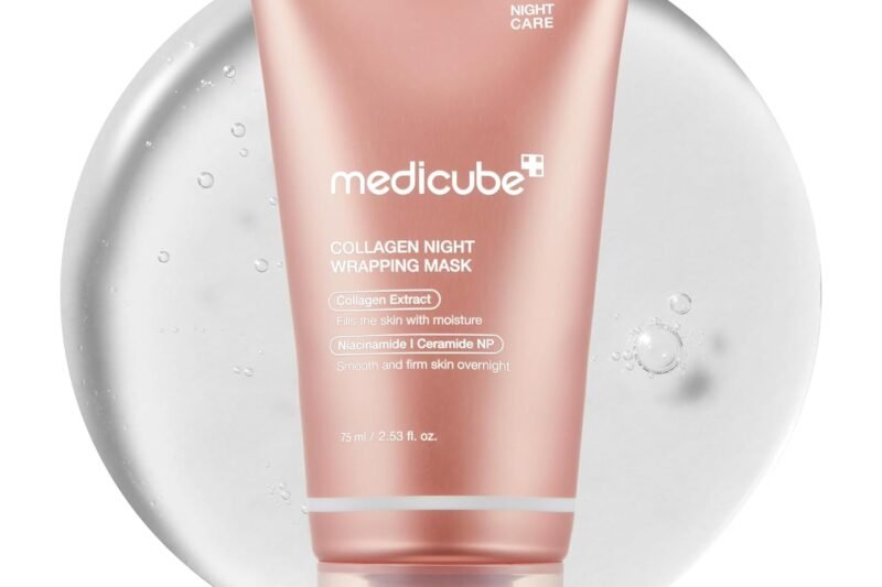 medicube Collagen Overnight Wrapping Peel Off Facial Mask Pack – Elasticity & Hydration Care, Reduces Sagging & Dullness – Hydrolyzed Collagen For Glowing Skin – Korean Skin Care, 2.53 fl.oz