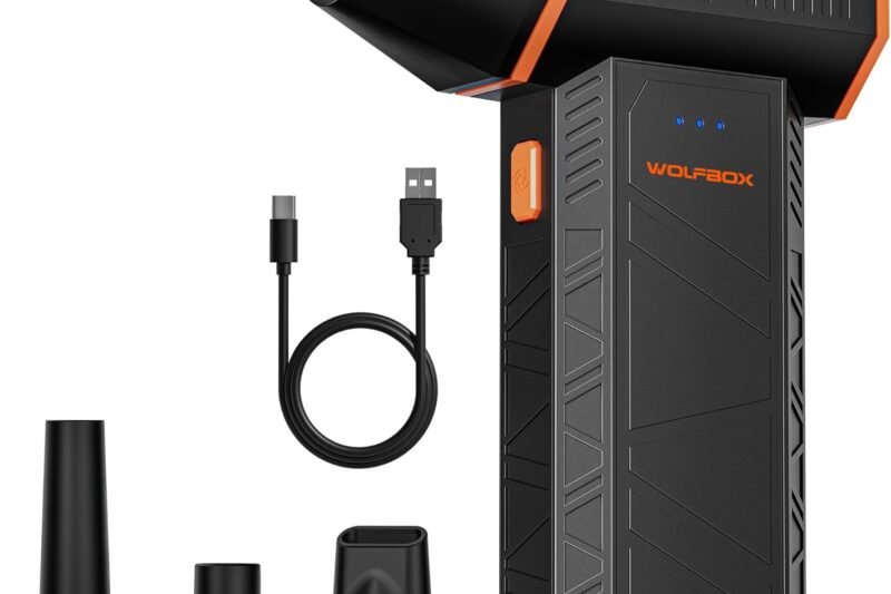 WOLFBOX MF50 Electric Air Duster-110000RPM Super Power Cordless Air Duster, 3-Gear Adjustable Mini Blower with Fast Charging, Dust Blower for Computer, Keyboard, House, Outdoor and Car