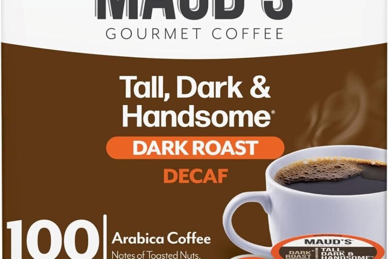 Maud’s Decaf Dark Roast Coffee Pods, 100 ct, Decaffeinated Recyclable Single Serve Pods – 100% Arabica Coffee, Compatible with Keurig K Cups Maker