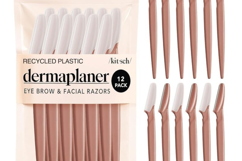 Kitsch Dermaplane Razor for Women Face – Face Razors for Women and Men – Eyebrow Trimmer, Shaver, Recycled Plastic Dermaplaning and Skin Care Tool – Terracotta, 12 pcs
