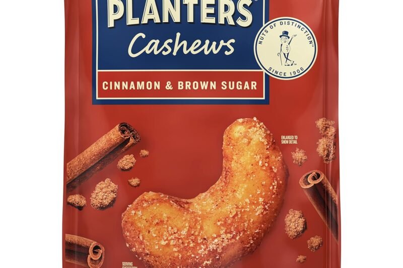 PLANTERS Cashews Cinnamon & Brown Sugar – Trail Mix Snack Pack – Snacks with Cinnamon & Brown Sugar, Snack Pack, Party Trail Mix, 5 Oz Bag