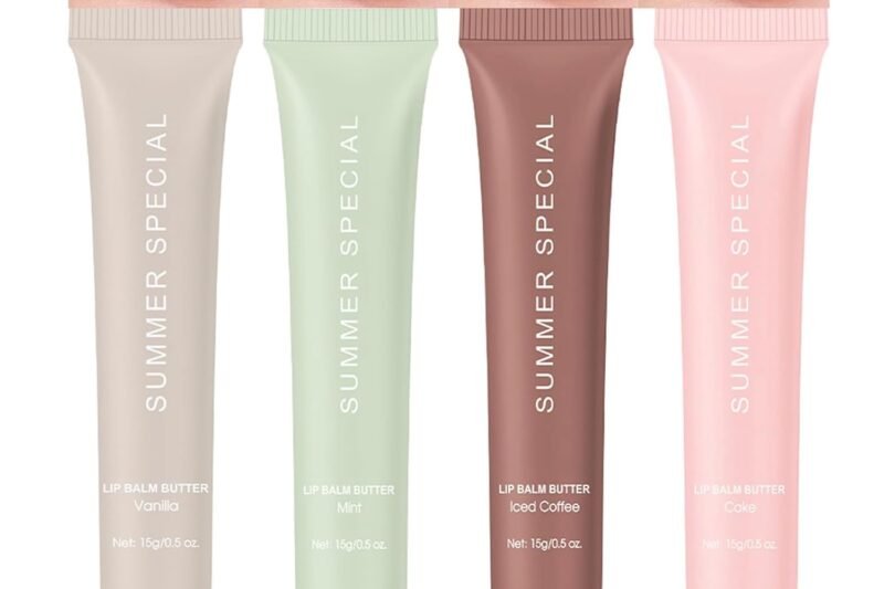 URQT 4PCS Summer Special Lip Butter Balm, Hydrating, Nourishing & Softening Lip Care with Natural Oils & Fruit Extracts, Long-Lasting Moisture, Non-Sticky Shine, Soften Dry Lips Lip Care (4PCS, 4)