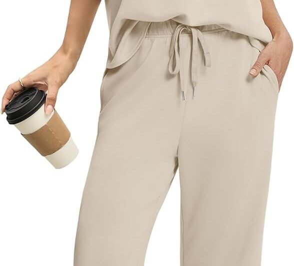SAMPEEL Two Piece Sets for Women Summer Outfits Oversized Wide Leg Crop Pants Lounge Sets Airport Beach Vacation Clothes