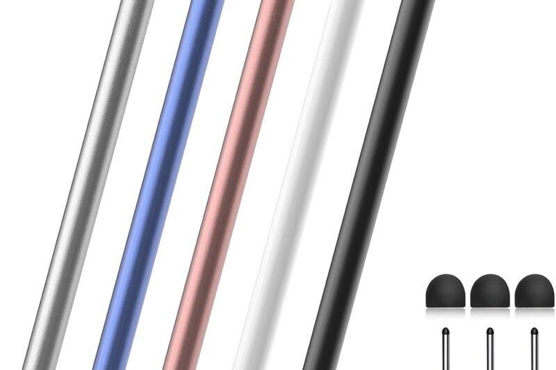 Stylus (5 Pcs), 2-in-1 Stylus Pen for Touch Screen, High Precision and Sensitivity, Suitable for iPhone/ipad/Android Tablets, Compatible with All Touch Screens (Black/White/Blue/Rose Gold/Silver)