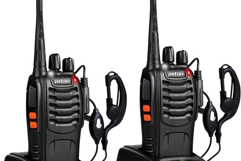 Walkie Talkies Rechargeable Long Range Two-Way Radios with Earpieces,2-Way Radios UHF Handheld Transceiver Walky Talky with Flashlight Li-ion Battery and Charger（2 Pack）