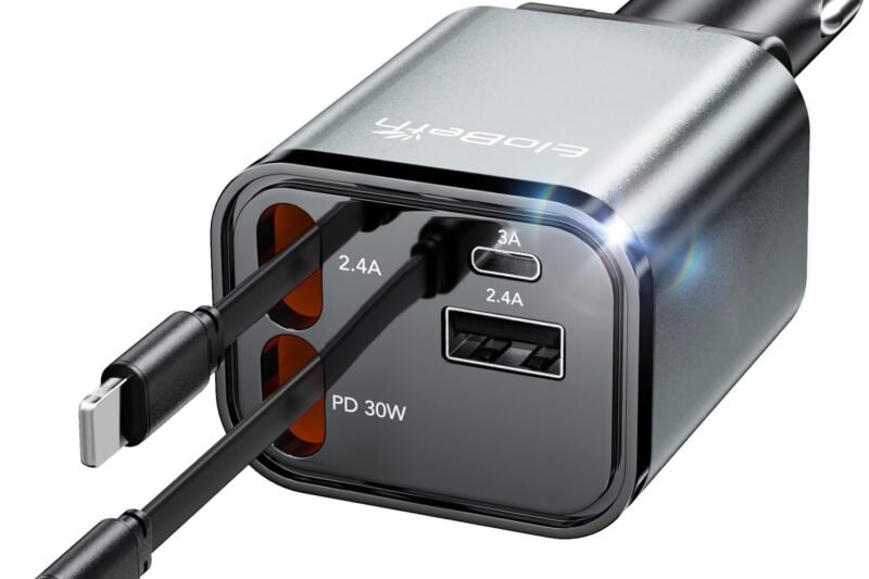 Upgraded Retractable Car Charger Adapter,4 in 1 Fast Charging Car Phone Charger,69W USB C Car Truck Accessories,Road Trip Essentials Gift for Men Women for iPhone 16/15/14/13/12/11,Galaxy,Pixel