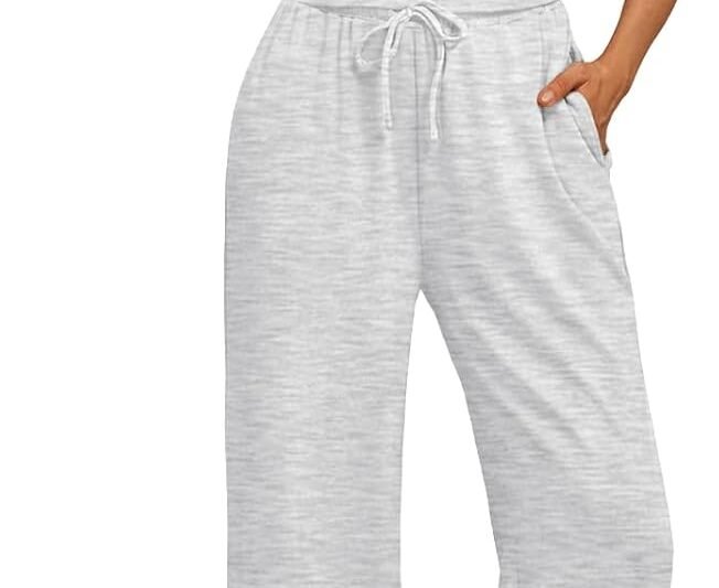 Trendy Queen 2 Piece Matching Summer Sweatsuit Lounge Set Womens Wide Leg Pants Side Ruching Crop Top Sets