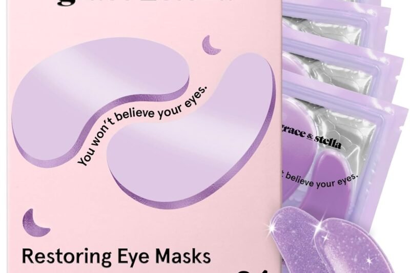 grace & stella Retinol Under Eye Patches for Puffy Eyes and Dark Circles – Restoring Gel Under Eye Masks with Hyaluronic Acid – Vegan Cruelty-Free Skincare, Birthday Gifts for Women (Purple, 24 Pairs)