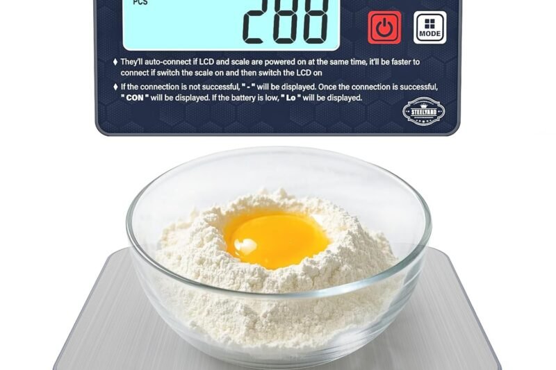 AWLKIM® Digital Kitchen Food Scale -Detachable Display Electronic Weight Scale for Baking, Bread Making & Coffee Brewing, 304 Stainless Steel Platform, Backlit LCD, Count Mode, Wall-Mount & Tilt Stand
