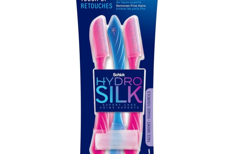 Schick Hydro Silk Touch-Up Dermaplaning Tool with Precision Cover, 3ct | Dermaplane Razor, Face Razors for Women, Peach Fuzz Remover