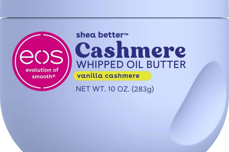 eos Cashmere Whipped Oil Body Butter, Vanilla Cashmere, 72 Hour Weightless Moisture For Dry Skin, Rich Formula and Deep Hydration, Body Care, 10 oz