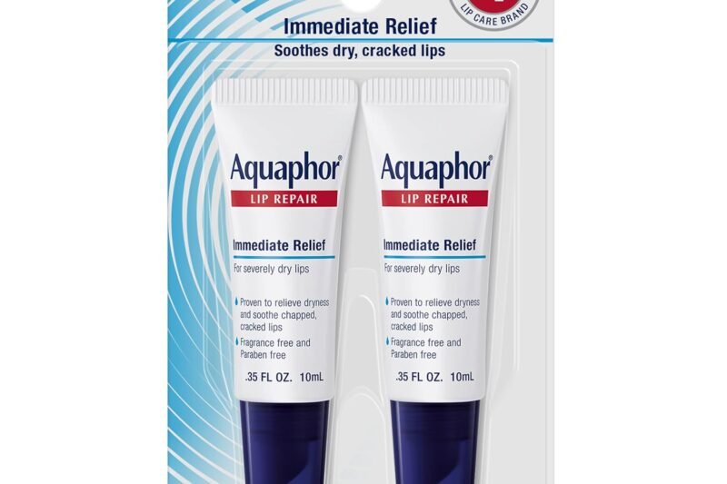 Aquaphor Lip Repair Ointment, Moisturizing Lip Balm Pack, Relieves Dryness, 0.35 Tube, Pack of 2