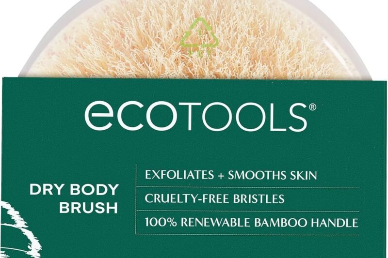 EcoTools Dry Body Brush, Cruelty-Free Bristles Exfoliate & Smooth Skin, Dry Brushing Removes Flaky Skin, May Help Improve Circulation & Tone, Eco-Friendly Skincare Tool, Vegan & Cruelty-Free, 1 Count