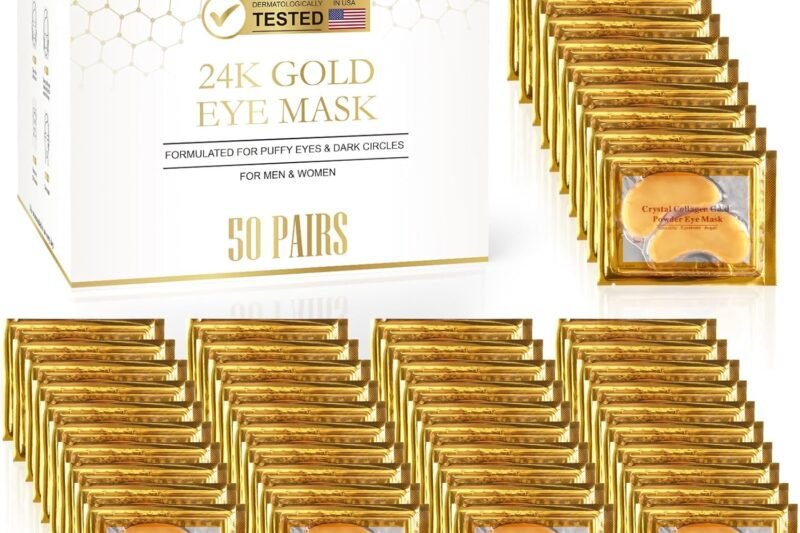 CHMI Under Eye Patches (50 Pairs) – 24K Gold Eye Patches for Puffy Eyes, Dark Circles, EyeBags and Wrinkles, Collagen Skin Care Products, Beauty & Personal Care