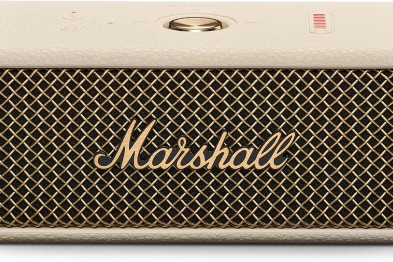 Marshall Emberton III Portable Bluetooth Speaker – Rugged Waterproof IP67 Design | Loud Stereo Sound, Deep Bass with 32+ Hr Playtime | Compact and Wireless for Travel and Outdoors – Cream