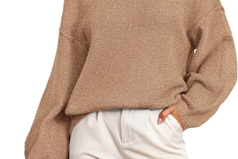BTFBM Casual Long Sleeve Sweaters for Women Loose V Neck Ribbed Knit Pullover Tops Womens Fall Fashion 2025