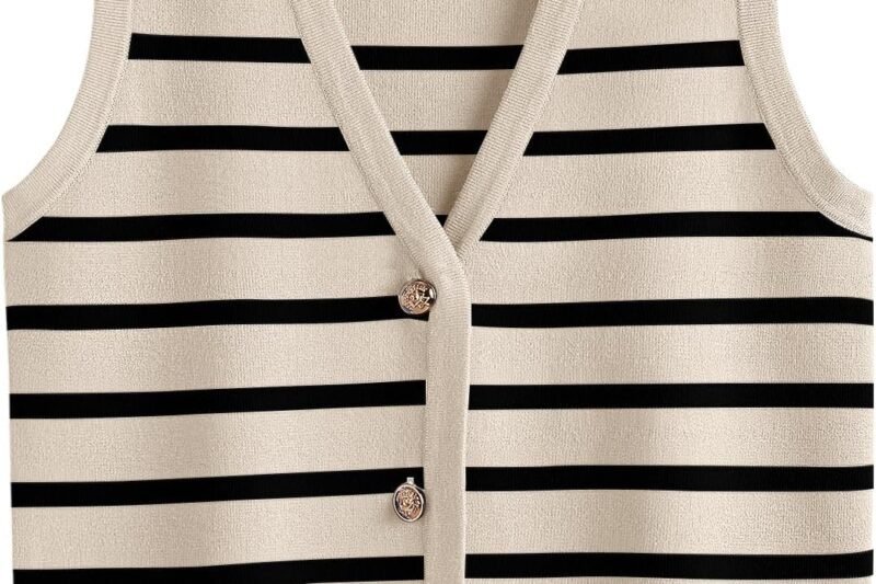 LILLUSORY Vest Tops for Women 2025 Fall Outfits Striped Sweaters Button Up Casual Shirts Blouses Jacket Fashion Clothes