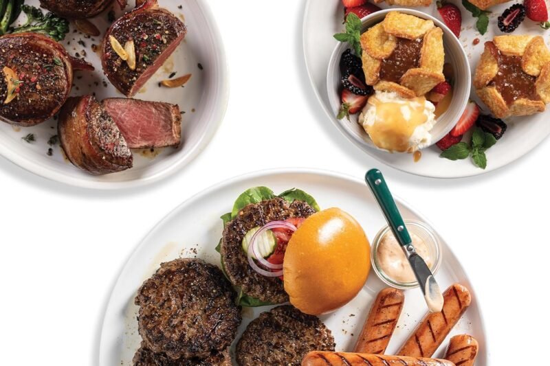 Omaha Steaks Deluxe Gift Package (4 Bacon-Wrapped Filet Mignons, 4 Steak Burgers, 4 Gourmet Jumbo Franks, 4 Potatoes au Gratin, 4 Caramel Apple Tartlets, 1 jar Omaha Steaks Seasoning)