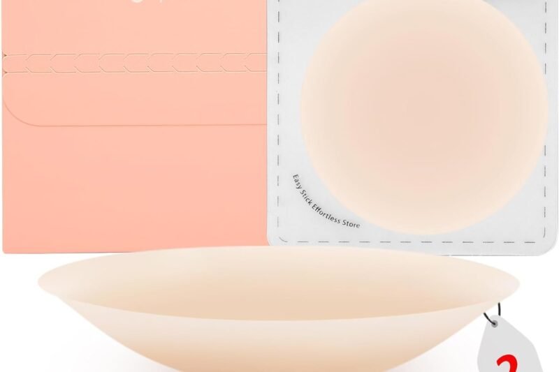 Nipple Covers for Women 2 Pairs, Seamless Invisible Adhesive Silicone Nipple Covers Reusable with Storage Board
