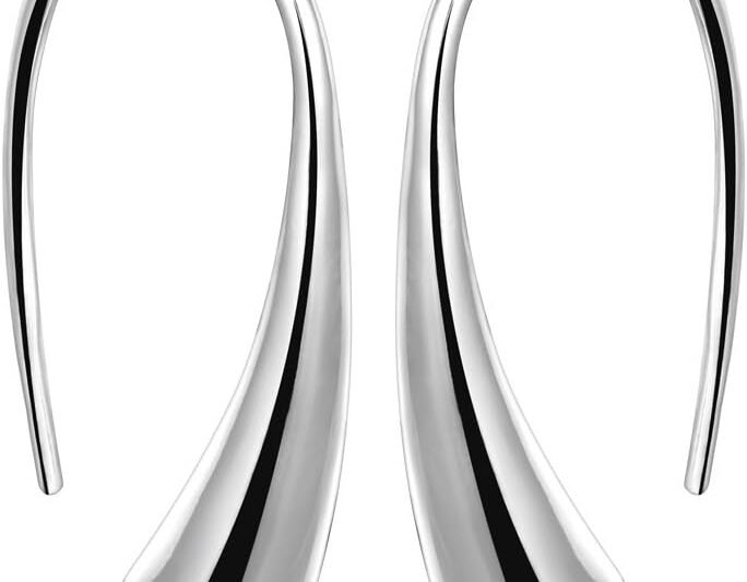 Lightweight Fashion Classic Sterling Silver Thread Drop Earrings,Teardrop Back Earrings (White/1 Pair) …