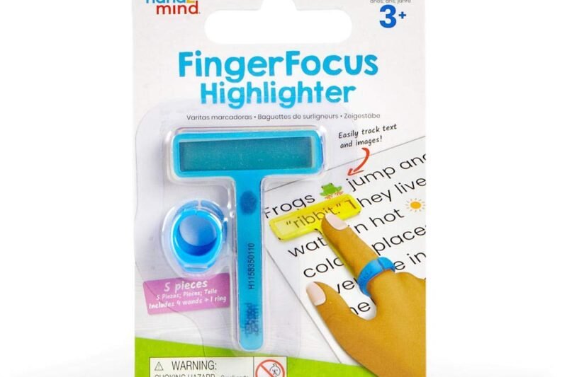 hand2mind FingerFocus Highlighter, Guided Reading Strips, Reading Pointers for Kids, Dyslexia Tools for Kids, ADHD Tools, Special Education School Supplies, Teacher Classroom Must Haves (1 Pack)
