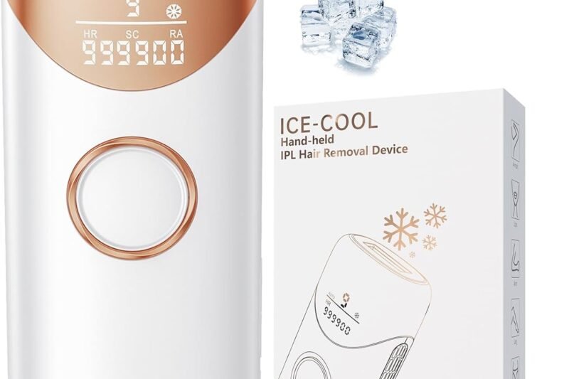 Laser Hair Removal with 5℃ Ice Cooling, Ubroo Painless IPL Laser Hair Removal Device 3 In 1 At Home Hair Remover Machine Permanent Hair Removal for Women Men Facial Body Use(Gold)