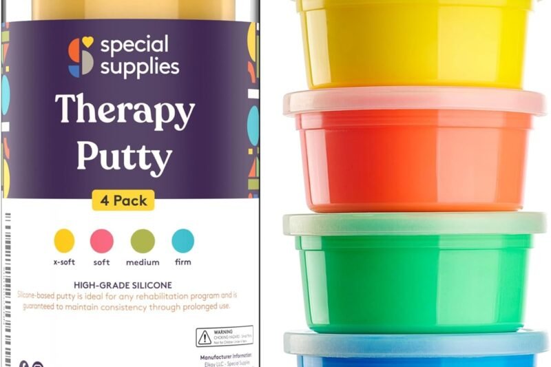 Special Supplies Therapy Putty for Teens and Adults – Resistive Hand Exercise Stress Relief Therapy Putty Kit, Set of 4 Strengths, Three Ounces of Each Putty (Primary Colors)