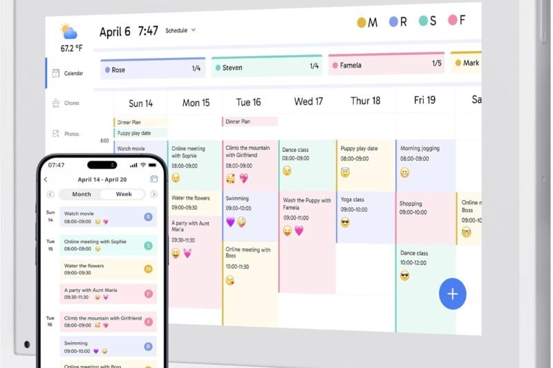Dragon Touch 10.1 inch Digital Calendar Chore Chart – Interactive Touchscreen, Smart Family Planner, Hearth Display Desk Digital Calendar Seamless Scheduling