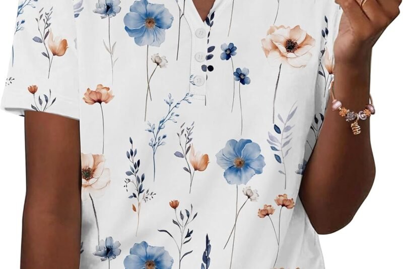 Zeagoo Womens Summer Tops Casual Short Sleeve V Neck Shirts Business Dressy Work Blouses