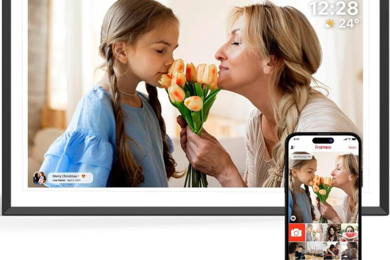 ApoloSign Digital Picture Frame 15.6 inch, WiFi Digital Photo Frame with 32GB Storage, 1920×1080 FHD IPS Touch Screen, Auto-Rotate, Easy Setup to Share Photos or Videos Instantly via Frameo App