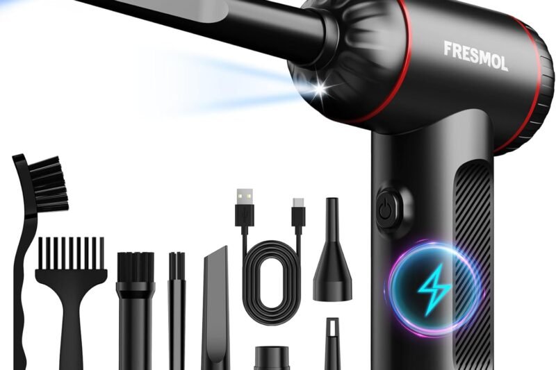 Compressed Air Duster,3 Gear Adjustable 100000RPM Electric Air Duster, Rechargeable Cordless Air Blower with LED Light for Computer Keyboard Electric Devices Cleaning. Replaces Compressed Air Cans
