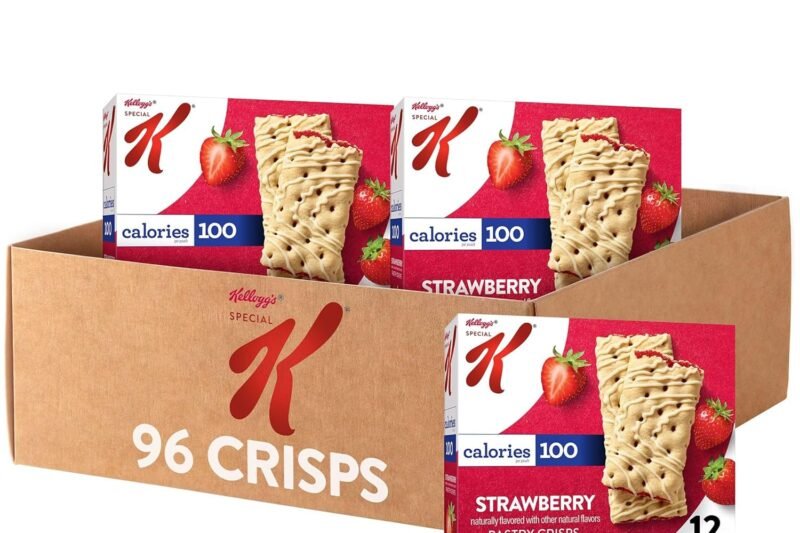 Special K Bar Pastry Crisps, Breakfast Bars, 100 Calorie Snacks, Strawberry (8 Boxes, 96 Count)