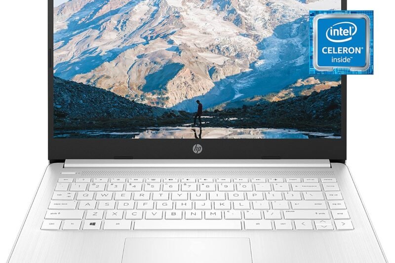 HP 14 Laptop, Intel Celeron N4020, 4 GB RAM, 64 GB Storage, 14-inch Micro-edge HD Display, Windows 11 Home, Thin & Portable, 4K Graphics, One Year of Microsoft 365 (14-dq0040nr, Snowflake White)