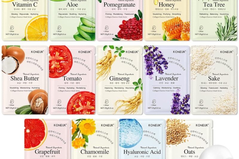 14 Pack Sheet Face Masks Skincare, Hydrating Face Masks Suitable for Dry Skin, Bulk Facial Mask Set for Women Skin Care, Face Mask Gifts Set for Face Spa