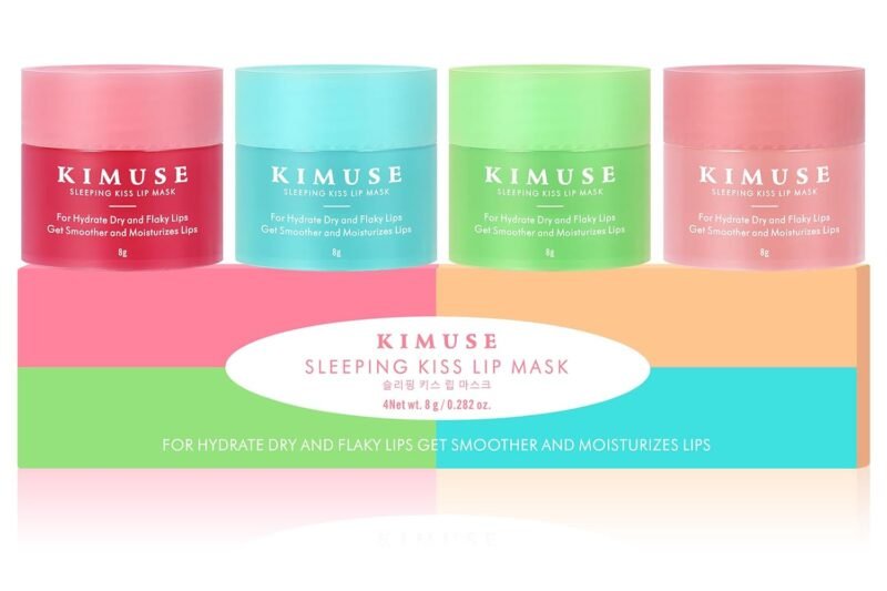 KIMUSE Lip Mask Set, 4PCS Lip Sleeping Mask Overnight Treatment Lip Care Products, Moisturize & Nourish, Cracked Dry Lips, Intense Hydration with Shea Butter (SET)