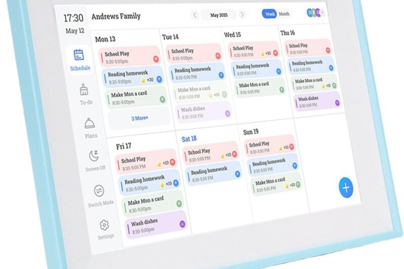 FTVOGUE 10.1 Inch Smart Digital Calendar Family Organizer Electronic Planner with Touch Screen WiFi Sync for Home Office Chores Photos Weather