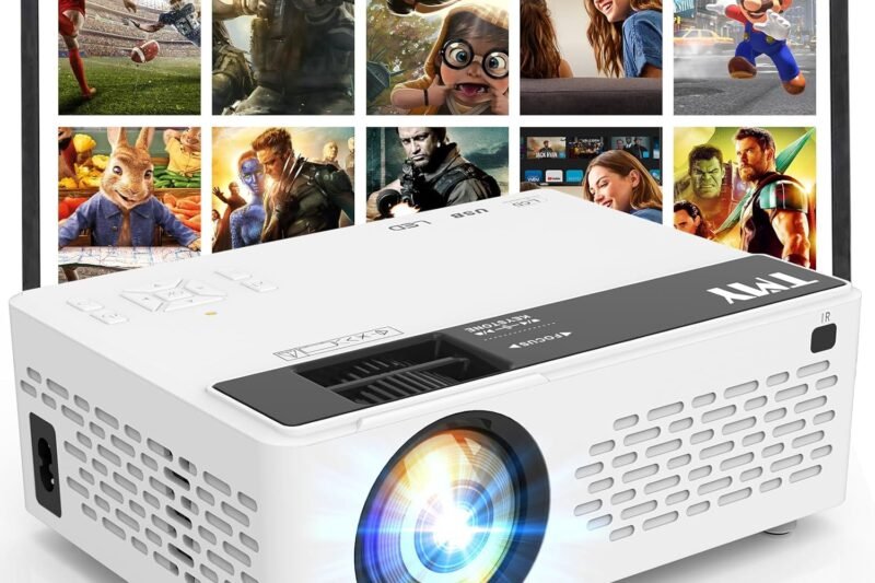 TMY 1080P Full HD Portable Mini Projector, Upgraded Bluetooth Movie Projector with Screen, Compatible with TV Stick Smartphone/HDMI/USB, Indoor & Outdoor Use
