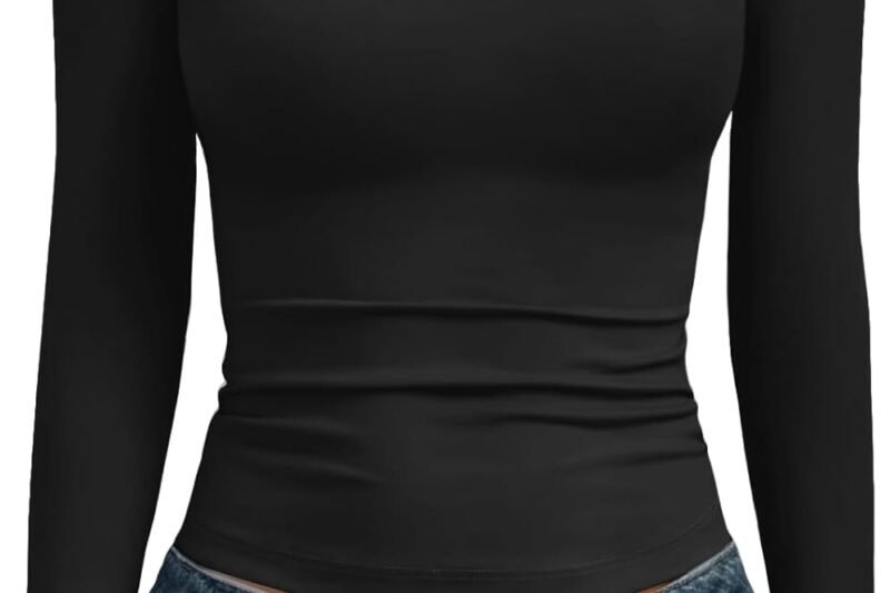 AUTOMET Womens Long Sleeve Shirts Basic Compression Going Out Crop Tops Fall Fashion Y2K Clothes 2025