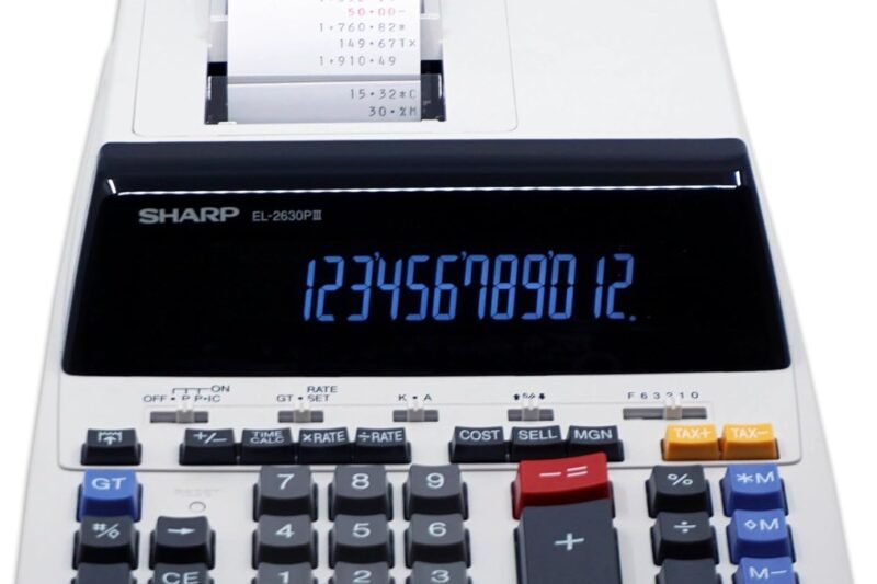 Sharp ELECTRONICS Standard Function Calculator (EL2630PIII), White, 8 7/8 x 12 7/8