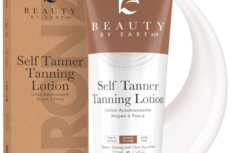 Beauty by Earth Self Tanner – USA Made with Natural & Organic Ingredients, Moisturizing Self Tanning Lotion with Aloe Vera & Coconut for a Natural Glow, Streak-Free Fake Tan, Medium to Dark