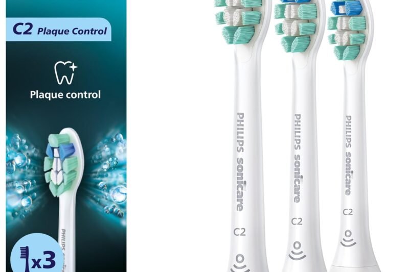 Philips Sonicare C2 Plaque Control – Genuine Replacement Electric Toothbrush Heads, White, 3 Pack, HX9023/65