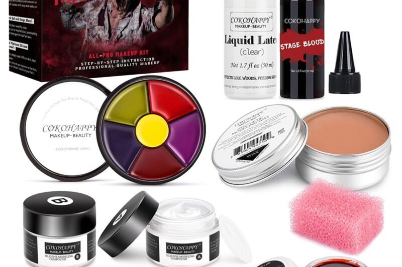 COKOHAPPY Halloween SFX Makeup Kit – 3 Ways Create Special Effect Stage THEATRICAL MAKEUP KIT for professional Body & Face Paint