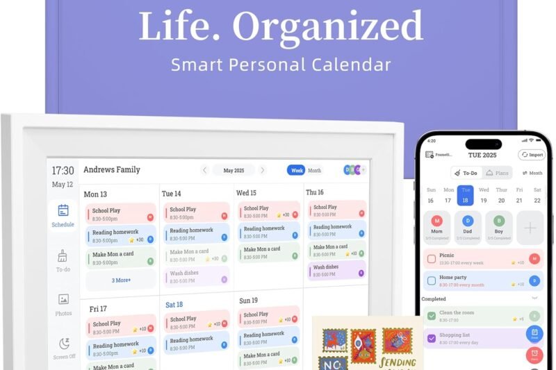 10.1’’ Smart Digital Calendar – Interactive Touch Screen, HD Display, Wall Mountable Family Organizer with Chore Chart, To-Do Lists & App Sync for Home & Office